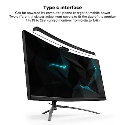 Computer Monitor Lamp MK520, Wireless USB - C Monitor Light Bar with Asymmetric Optical Design, 7 Color RGB Backlight & Touch Dimming for Curved 15-22 Inch Screens