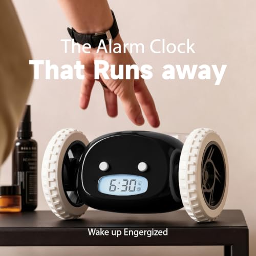 CLOCKY Runaway Digital Loud Rolling Alarm Clock for Heavy Sleeper Adults - color: Black