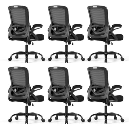 Ergonomic Office Chair Desk Chair with Adjustable Lumbar Support - color: 6pcs Black