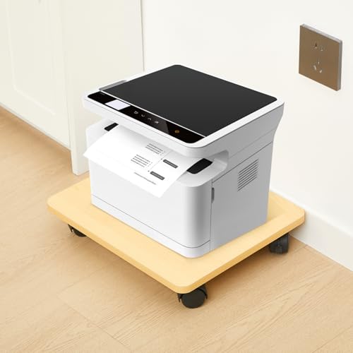 Beeveer 2 Pcs Burlywood Under Desk Printer Stand 13.8 x 11.8 x 2.4 Inches - color: Burlywood, size: 13.8 x 11.8 x 2.4 Inches