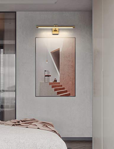 LED Picture Light Fixtures 24.4 Inches, Full Metal Artwork Wall Lamp with Single Swing Arm, 14W (70W Eqv.), Hardwired Connection, Dimmable, 3000K Warm White, CRI95+, Golden-Like Brass Finish - color: Brass, size: Dimmable 24.4" Long