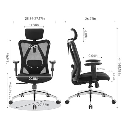SIHOO M18 Ergonomic Office Chair, Mesh Back Desk Chair with Headrest - color: Black, size: Pack of 1