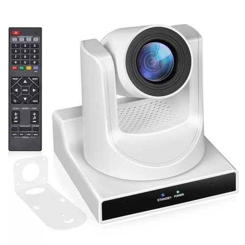 NDI PTZ Camera 30x Optical Zoom Live Streaming, HDMI/PoE and USB Supports, PTZ Camera for Church, Conference Streaming - color: White