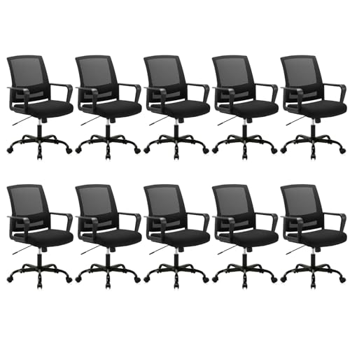 CLATINA Ergonomic Rolling Mesh Desk Chair with Executive Lumbar Support and Adjustable Swivel Design for Home Office Computer Black 10 Pack - size: 10 Pack
