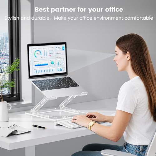 Laptop Stand for Desk, Portable Acrylic Laptop Riser, Ergonomic Adjustable Computer Stand Holder for Notebook MacBook Air Pro, Dell XPS, HP (10-17.3'') - color: A-White