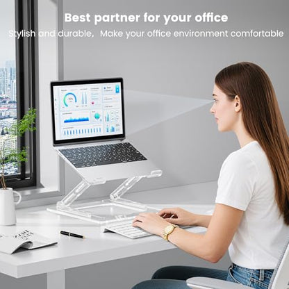Laptop Stand for Desk, Portable Acrylic Laptop Riser, Ergonomic Adjustable Computer Stand Holder for Notebook MacBook Air Pro, Dell XPS, HP (10-17.3'') - color: A-White