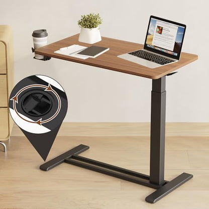 FLEXISPOT 32" Mobile Standing Desk Pneumatic Lift Computer Workstations - color: Mahogany, size: 32x18