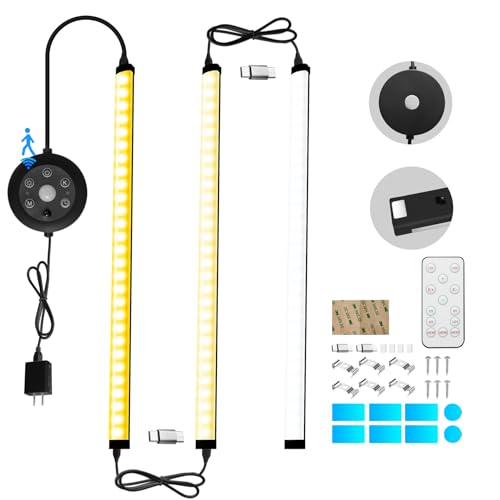 LED Under cabinet lights Dimmable Reading Light Bar for Kitchen Workbench | THLIFURE,Brightness Dimming,Warm to Cool White Stepless Color Changing, IR Remote, Sensor Lighting, Ultra Thin Strip Lights - color: Black