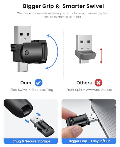 Presentation Clicker with USB-A & USB-C Receiver, 2.4GHz Wireless Presenter Remote with Volume Control & Red Light Pointer, Clicker for PowerPoint Slides Slide Advancer for Mac Computer, Plug & Play - color: Black