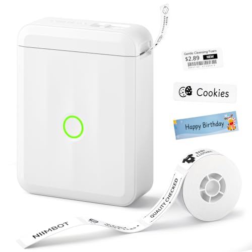 NIIMBOT D110 Bluetooth Label Maker Machine with 1Tape for Home Use, White - color: White