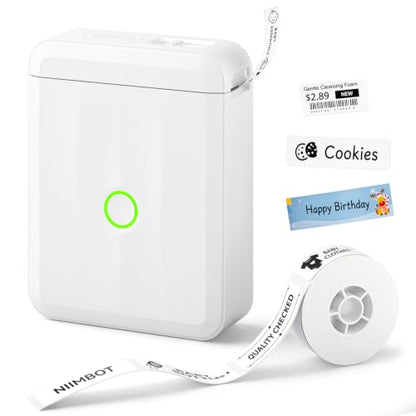 NIIMBOT D110 Bluetooth Label Maker Machine with 1Tape for Home Use, White - color: White