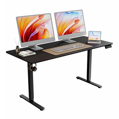 63"x28" Standing Desk, Height Adjustable Sit-Stand Home Office, Black | Electric Adjustable Standing Desk, Sit to Stand Computer Office Desk with Splice Board, Memory Preset, Lifts 28.7''-46.5" - color: Black, size: 63 inch