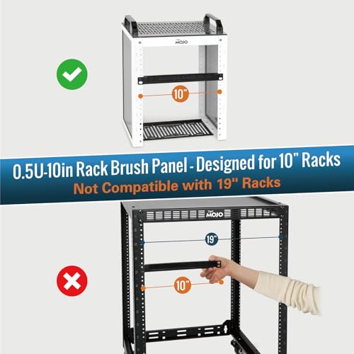 Tecmojo 2 Pack 0.5U Cable Management Brush Panel for 10" Server Rack, Rack Mount Cable Organizer for Network Cabinet, Black - size: 0.5U Brush Panel/2 Pack