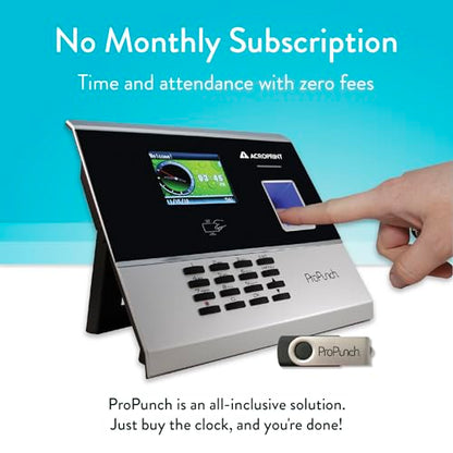 Acroprint ProPunch Time Clock System for Employees – Biometric Fingerprint Time Clock for Small Business, No Monthly Fees, Advanced Time Card Machine with Employee Time Tracker