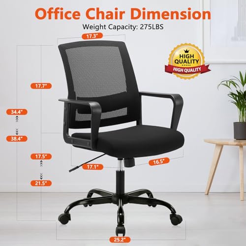 CLATINA Ergonomic Rolling Mesh Desk Chair with Executive Lumbar Support and Adjustable Swivel Design for Home Office Computer Black 6 Pack - size: 6 Pack