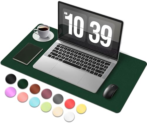 Desk Pad Protector, Leather & Suede Desk Mat, Non-Slip Desk Pad Mat, Large Mouse Pad, Waterproof Desk Blotter Mat, Desk Cover for Office, Home (Blackish Green, 23.6" x 13.7") - color: Blackish Green, size: 23.6" x 23.6"