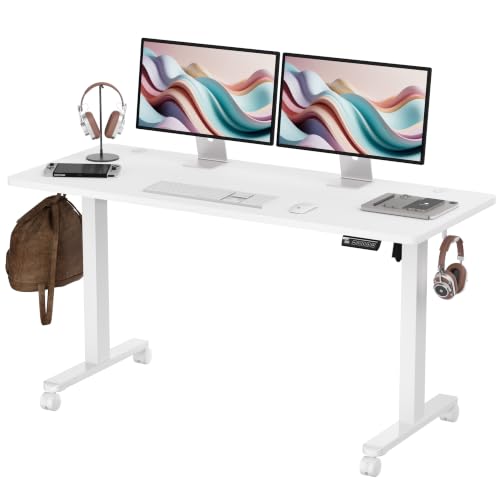 Monomi 59" Electric Standing Desk,Adjustable Height Sit Stand Up Desk,White - color: White, size: 59x24
