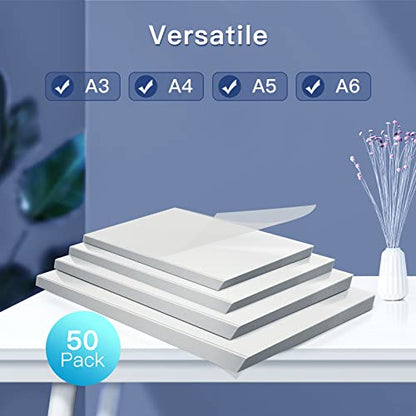 MAXDONE Premium Clear Thermal Laminating Pouches 50-Pack Laminating Sheets | for Laminator A3 A4, 3 Mil (80 Mic) Thickness for Extra Protection - color: Transparent