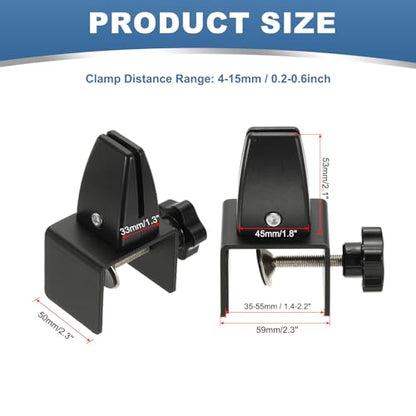 PATIKIL 1.8x1.3x2.1" Desk Divider Support Clamp 2Pcs Aluminum Desk Black - color: Black