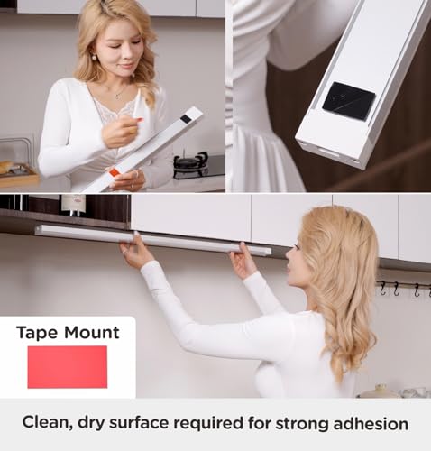 Leetdud Under Cabinet Lighting Plug in 16 Inch, 120V Motion Sensor Lights Indoor, 3CCT 3000/4000/5000K, Aluminum Linkable Super Bright LED Counter Light with Timer for Kitchen, Closet, White, 1 Pack - size: 16 Inch