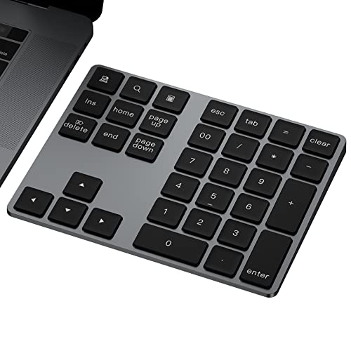 JOYEKY Wireless Number Pad Bluetooth Numeric Keypad for Laptop | Number Pad for Laptop,USB-C Rechargeable,34-Keys Bluetooth Numeric Keypad - size: L325