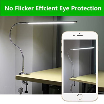 USB LED Desk Lamp, Adjustable Clip On Nail Lamp Light Eye Care Gooseneck 360° Swivel with Switch LED Clamp Light for Manicure Reading Tattoo - color: ‎Monochromatic Light