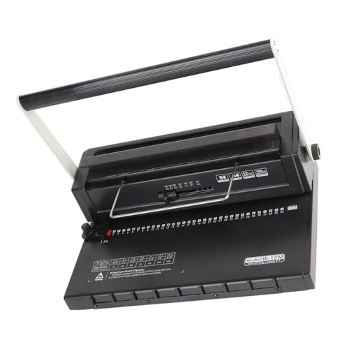 Wire Binding Machine for Office, 34 Hole Square Punch | 12 Sheet Punch Capacity, 3:1 Pitch Compatible, Ergonomic Two Handle Spiral Coil for School Print Shop Home