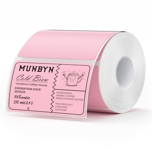 MUNBYN 3x2 Thermal Labels, 500 Sheets/1 Roll, Pink - color: Pink, size: 3x2"