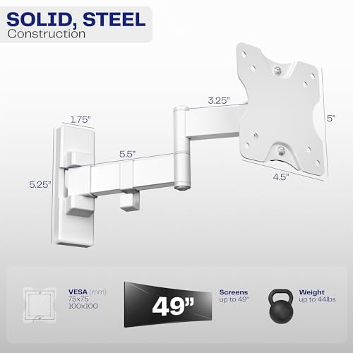 VIVO White Single Ultrawide Wall Mount, Up to 49 in Screens, MOUNT-VW01MW - color: White, size: 75x75mm to 100x100mm VESA