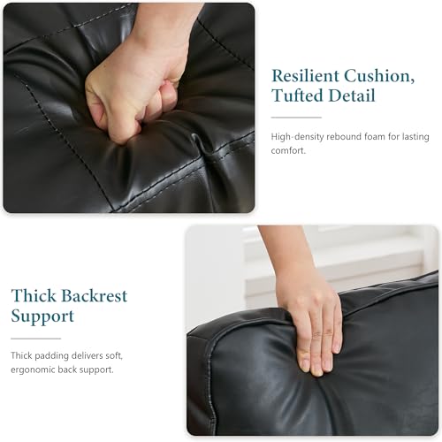 Black Leather Accent Chairs Set of 2, Mid-Century Modern, Lobby Chairs | STHOUYN Waiting Room Chairs with Arms, Club Chair, Reading, Guest, for Living Room Office Lobby - size: 2PCS