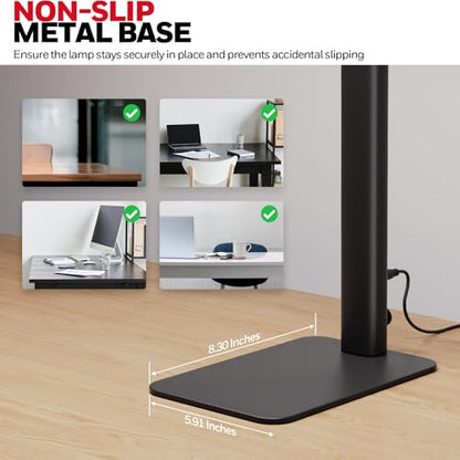 Honeywell HJ1BK Eye-Caring 1200LM LED Architect Desk Lamp for Home Office | CRI≥97, Flicker-Free, 4 Color Temps, Task Desk Light with Base for Computer, Study, Black - style: Black Base