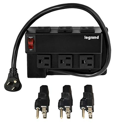 Legrand On-Q AC1031 Media Enclosure Power Strip, Half Width for Power Strip Media Cabinet, Power Strip to Optimize Cable Management with 6 Outlets, 3 IEC C13 Adapters,1 IEC C7 Adapter, Black
