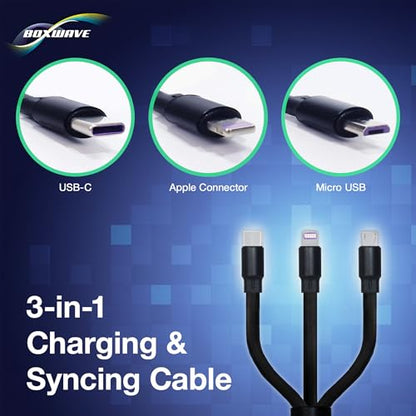 BoxWave Cable Compatible with Logitech Spotlight Presentation Remote - AllCharge PD miniSync (100W), Retractable High-Speed Charging Portable USB Cable - Jet Black