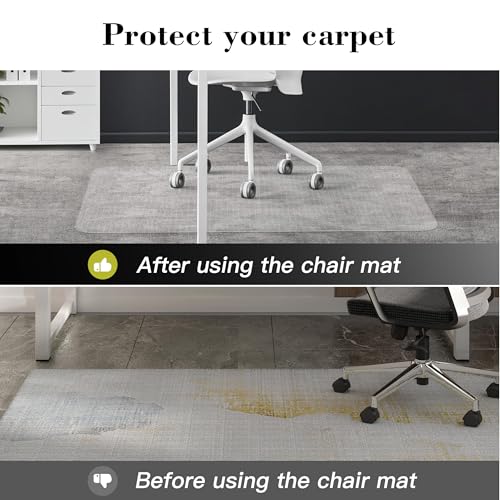 Clear Office Chair Mat 36" x 48" for Low-Pile Carpet | Clear PVC With Anti-Slip Studs, Ideal for Home Offices, Workspaces and Gaming Setups, Smooth Surface Supports Daily Rolling - size: 36" x 48" (for low-pile carpet)