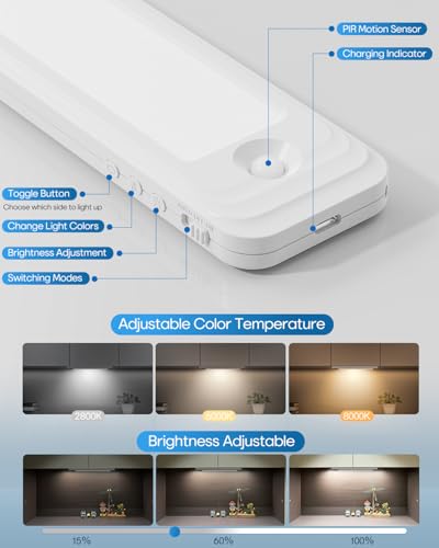 HIBOITEC Under Cabinet Lighting Motion Sensor Wireless 56 LED Lights 2 Pack - size: 9.3inch-56LED