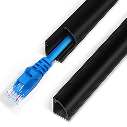 85in Corner Cable Concealer, One-Cord Corner Duct, Paintable Cord Cover, Cable Management Channel for Wall, Floor Baseboard, Ceiling, Black