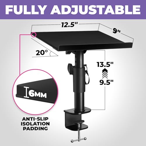 Liquid Stands Laptop Desk Mount for Piano, Keyboard & DJ Workstations - 9x12.5 Adjustable Laptop Arm Mount for Desk Holds Up to 65 LBS– Ergonomic & Adjustable Design