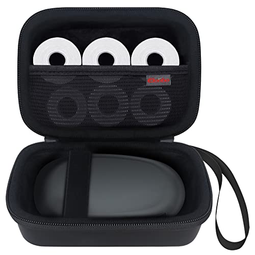 Elonbo Carrying Case for SUPVAN E10 Bluetooth Label Maker Machine, Black | Portable Mini Thermal Label Printer Storage Holder, Wireless Small Handheld Sticker Maker Travel Bag, Pocket fits Paper Cable - color: Black