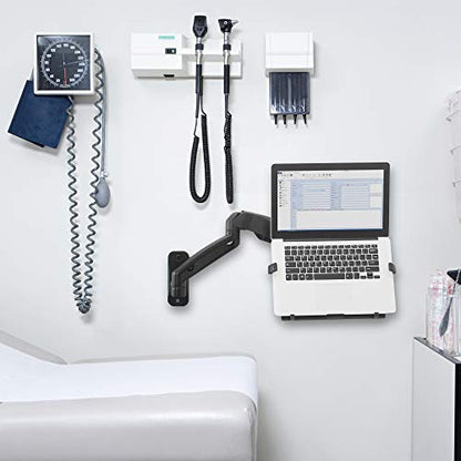 VIVO Height Adjustable Pneumatic Extended Arm Laptop Wall Mount, Full Motion Articulating Notebook Tray, Fits 10 to 15.6 inch Screen, Black, MOUNT-V001GL - color: Black