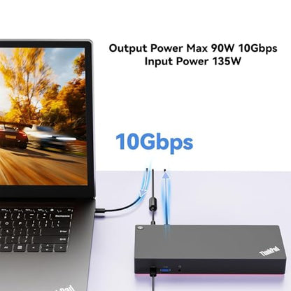 ThinkPad 40AF0135 Universal Hybrid USB-C with USB-A Adapter Docking Station for Lenovo Laptops, Dual Monitor, Comes with ITSPWR HDMI 4K Cable + 50 Cable Ties - style: HDMI Cable + Cable Ties