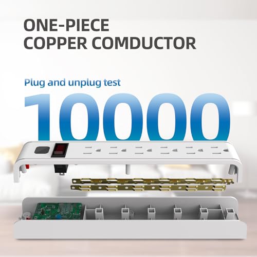 TiFFCOFiO Surge Protector Power Strip, 20 Feet Extension Cord, 600 Joules Surge Protection, Multiple Protection 6 Outlet Strip, 14 AWG Cord, 15A/1875W, ETL Listed - size: 20 ft, style: 1 PACK