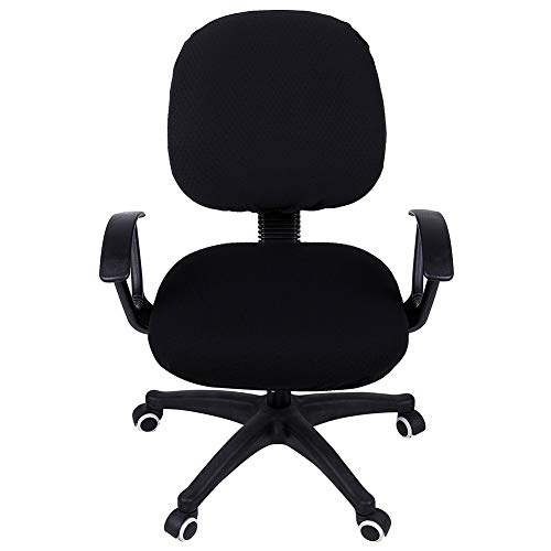 Smiry Ergonomic Office Chair Armrest Pads Black, Set of 2 Stretch Jacquard Office Computer Chair Seat Covers Black, Seat + Backrest Cover