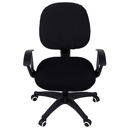 Smiry Ergonomic Office Chair Armrest Pads Black, Set of 2 Stretch Jacquard Office Computer Chair Seat Covers Black, Seat + Backrest Cover