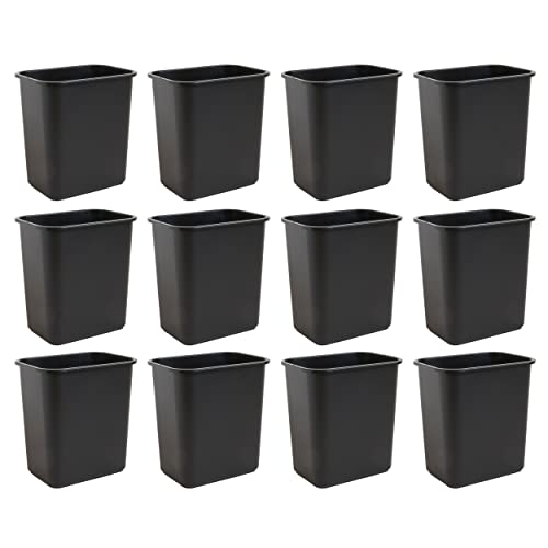 United Solutions 7.7 Gallon Trash Wastebasket, 12 Pack, Black, Under Desk | Slim 30.8-quart bins fit small spaces in offices, kitchens, dorms, and homes with an easy-to-clean design - color: Black, size: 30.8 Qt - 12 Pack