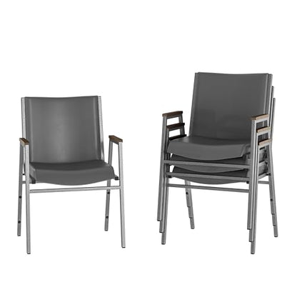 Flash Furniture Hercules Vinyl Stack Chair with Arms, Gray, 4-Pack - color: Gray Vinyl, size: Set of 4