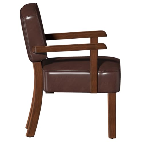 FAGAGA Faux Leather Accent Chair, Mid Century Armchair with Wood Frame | Living Room Chairs with Soft Thicken Cushion,Comfy Reading Chair for Bedroom,Waiting Room,Home Office,Easy Assembly,Cherry - color: Faux Leather Cherry, size: One Chair