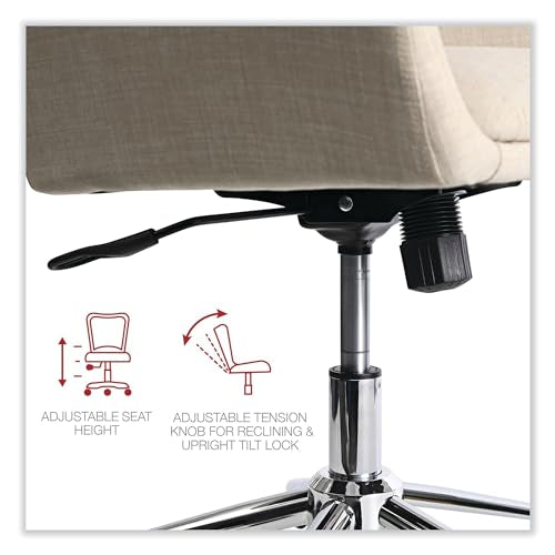 Workspace by Alera Mid-Century Task Chair, Supports Up to 275 lb, 18.9" to 22.24" Seat Height, Cream Seat, Cream Back