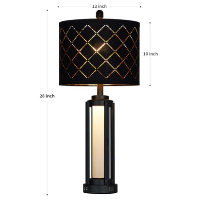 Lolikit 28" Tall Modern Table Lamps Set of 2 for Living Room Bedroom - color: Black - 28"H