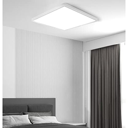 LED Flush Mount Ceiling Light Fixture, 5000K Daylight White, 12inch 24W, 3200LM, Slim Flat Panel Lighting Fixture, Square Modern Ceiling Lamp for Bedroom, Kitchen, Living Room, Closet, Stairwell - color: Daylight White, size: Square-White