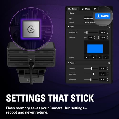 Elgato Facecam 4K, 4K60 Studio Webcam, DSLR-Like Control - style: Facecam 4K